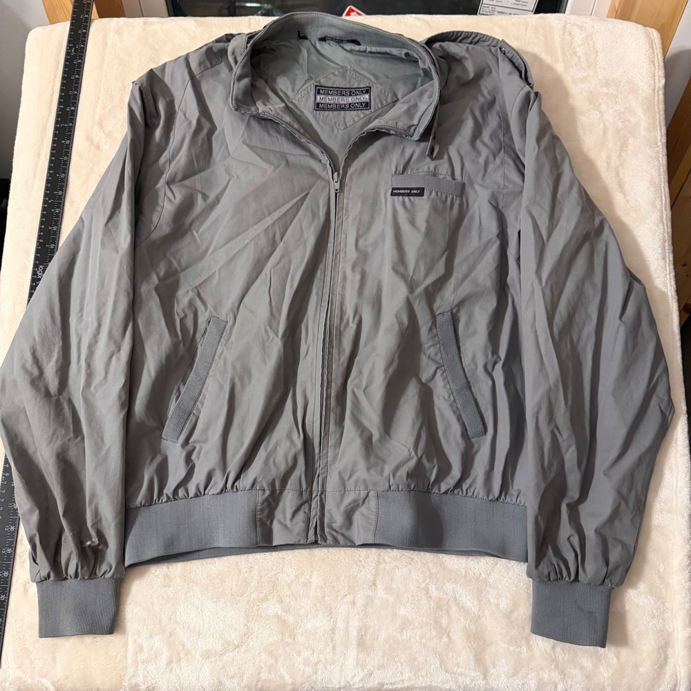 Members Only Gray Iconic Racer Jacket Mens XL Full Zip Lightweight Coat